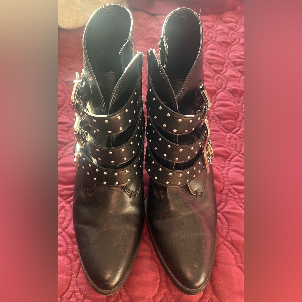 Sierra Madden Girl Black Ankle Boots with Silver Studs